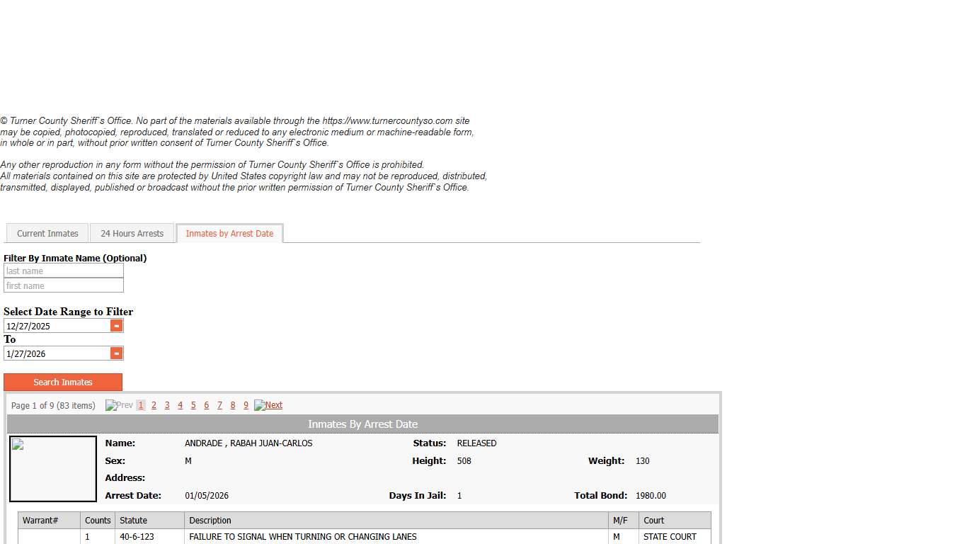 Inmates by Arrest Date