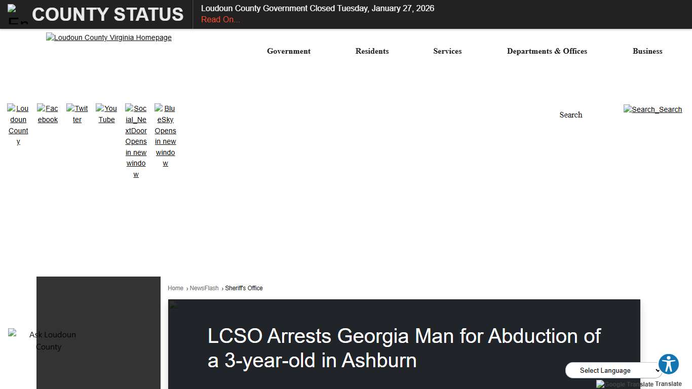 LCSO Arrests Georgia Man for Abduction of a 3-year-old in Ashburn • Loudoun County, VA